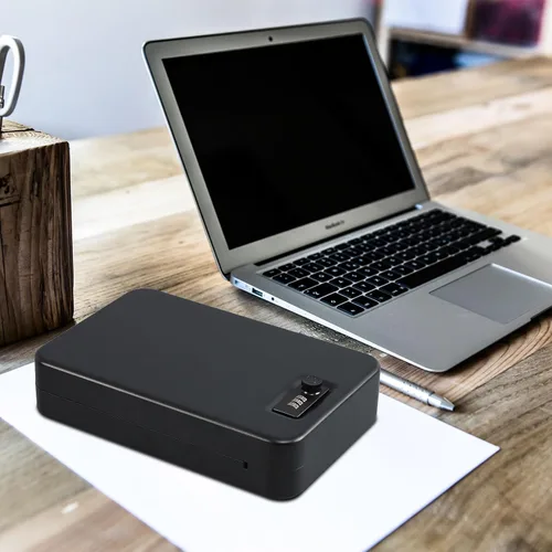 Miniatura 7 de Dalmbox - Caja fuerte para pistolas, caja de seguridad pequeña para pistolas de mano con cerradura de combinación, caja fuerte portátil para viajes