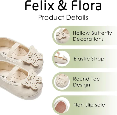 Miniatura 215 de Felix & Flora Zapatos de bebé de suela suave - Zapatos de bebé para caminar, mocasines, suela de goma, zapatos de cuna