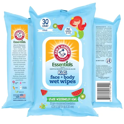 Miniatura 6 de Sea Monster - Toallitas húmedas de mango para bebé, 30 unidades de toallitas húmedas para cara y cuerpo, 1 paquete abatible de toallas infundidas