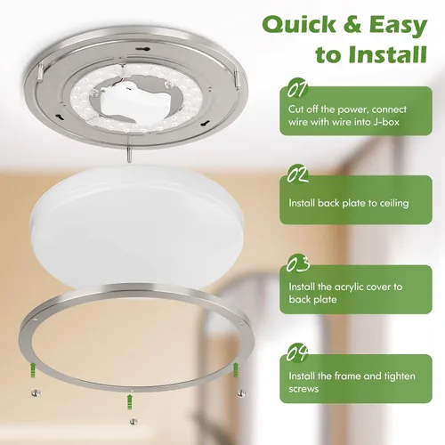 Miniatura 7 de Luces de Techo LED de 12 Pulgadas 36W, 2700K/3000K/4000K/5000K/6500K Ajustables de Montaje Empotrado, 3200LM Súper Brillantes Regulables Accesorio