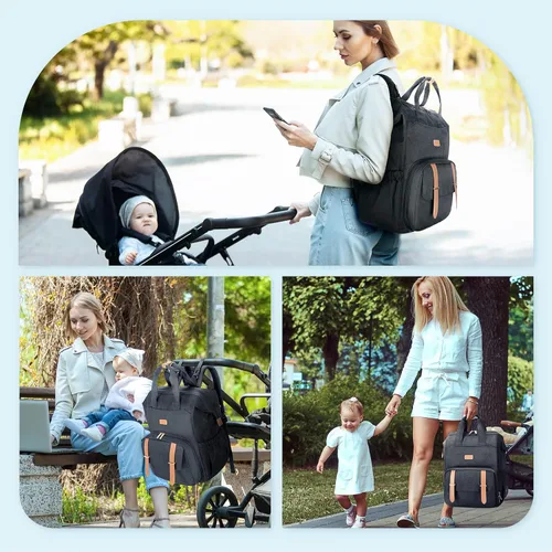 Miniatura 6 de Moclla para extractor de leche mommore para Spectra S1, S2, mochila para pañales Medela para mamás trabajadoras con funda para laptop de 15.6 Negro