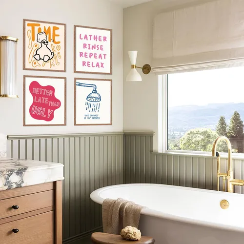 Miniatura 3 de YZSLA Impresiones divertidas de arte de pared de baño 8x10 Pulgadas sin marco, impresiones de póster de pato retro colorido, decoraciones divertidas