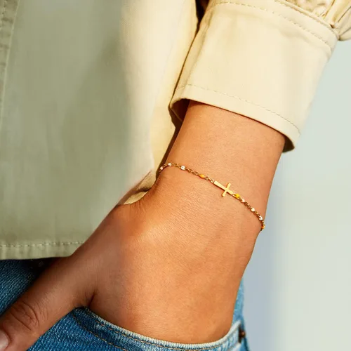 Miniatura 3 de STORYJEWELLERY Regalos religiosos y cristianos para mujeres, brazaletes con cruz, para bautismo, confirmación y Pascua, regalos para dar aliento a