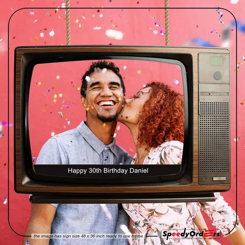 Miniatura 2 de Juego de TV retro personalizado con soporte para fotos de 36 x 24, 48 x 36; Televisión de redes sociales personalizada, pantalla de telly