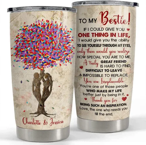Miniatura 16 de SANDJEST Taza personalizada para mejores amigas de 20oz y 30oz con tapa - Regalo para mejores amigas, mujeres, niñas, hermana - Navidad, cumpleaños
