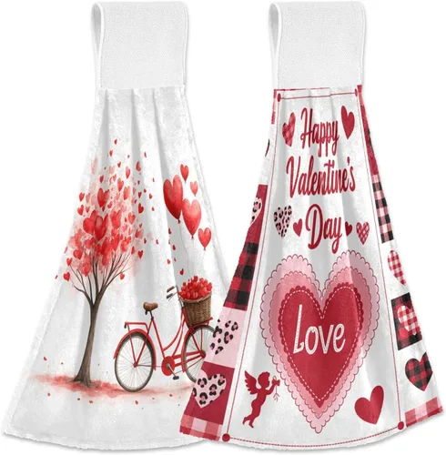 Miniatura 23 de Juego de 2 toallas de cocina colgantes con hojas de arce otoñal, toalla de secado rápido, toallas de té para mesa de baño, gimnasio, decoración