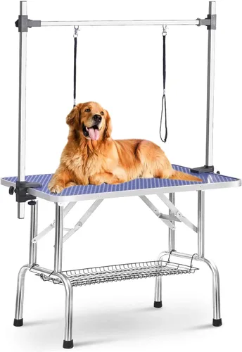 Miniatura 7 de Mesa hidráulica de aseo para perros pequeños y grandes, mesa profesional de aseo de mascotas resistente con brazo superior ajustable y soga, rango