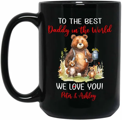 Miniatura 19 de Baby Coming Soon - Taza de café negra de 11 onzas y 15 onzas, taza de café personalizada para papá con nombre, taza de café de cerámica con anuncio