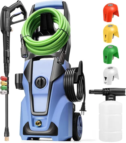 Miniatura 10 de Lavadora a presión eléctrica 5000PSI Max 4.0GPM con manguera de extensión flexible de 33 pies, 4 boquillas, cañón de espuma, lavadora eléctrica