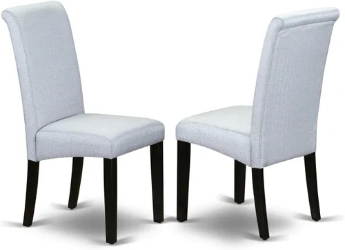 Miniatura 7 de East West Furniture BAP2T01 Barry Parson - Juego de 2 sillas de comedor tapizadas de tela de lino crema, color blanco lino