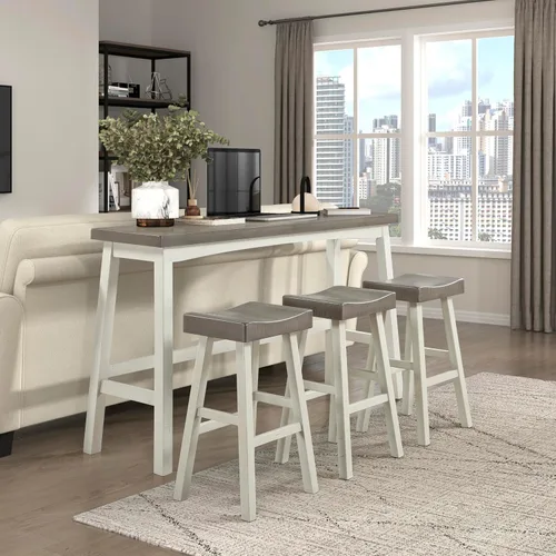 Miniatura 16 de Juego de mesa de bar Lexicon para 3, juego de mesa pequeña de cocina, mesa de isla de cocina con 3 taburetes de bar de silla de montar, juego