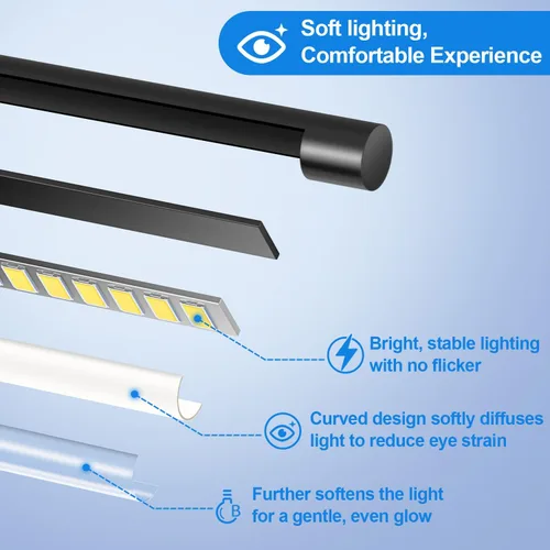 Miniatura 5 de Lámpara de Pie LED de Esquina, Cabezal Giratorio de 360°, Súper Brillante 1800LM Lámparas de Pie Minimalistas Regulables con Control Remoto, Negro