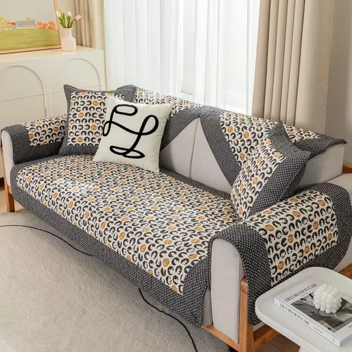 Miniatura 9 de vctops Funda de sofá de algodón suave con diseño de retazos, estilo granja, antideslizante, acolchada, para sala de estar, lavable, protector