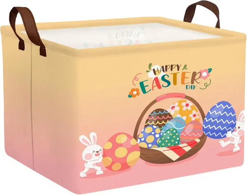 Miniatura 14 de Cestas de Pascua de dinosaurio grandes para niños, cesta de Pascua personalizada para bebé, color azul, decoración de primavera para niños