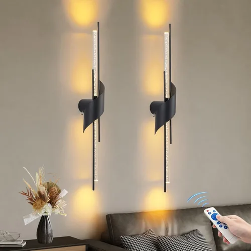 Miniatura 10 de camuucci Battery Operated Wall Sconces Set of Two,Modern Wireless Wall Lights,LED Rechargeable 20000mAh Not Hardwired Remote Control Dimmable Wall