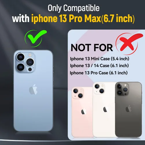 Miniatura 8 de Funda para iPhone 13 Pro con funda para cámara, con soporte de anillo para soporte, con función de montaje magnético para automóvil, para iPhone 13