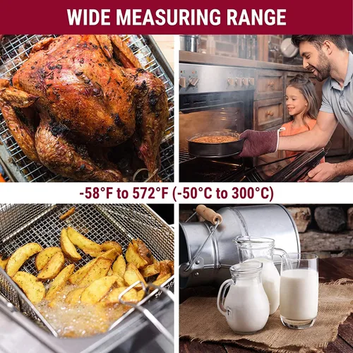 Miniatura 5 de ThermoPro Termómetro digital para carne con indicador de temperatura, termómetro de alimentos de lectura instantánea con sonda y luz de fondo