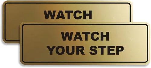 Miniatura 42 de Signs ByLITA Letrero estándar para pared o puerta con texto en inglés «Watch Your Step», señalización de salud y seguridad (negro), mediano