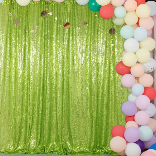 Miniatura 87 de ShinyBeauty Cortinas de lentejuelas 2 paneles 2 pies x 8 pies verde iridescente, telón de fondo para fotomatón, fondo para graduaciones, baby