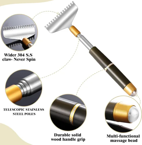 Miniatura 3 de Rascador de espalda grande para mujeres y hombres, extensible, pinza extra ancha/mango largo antideslizante, rodillo de masaje, herramienta
