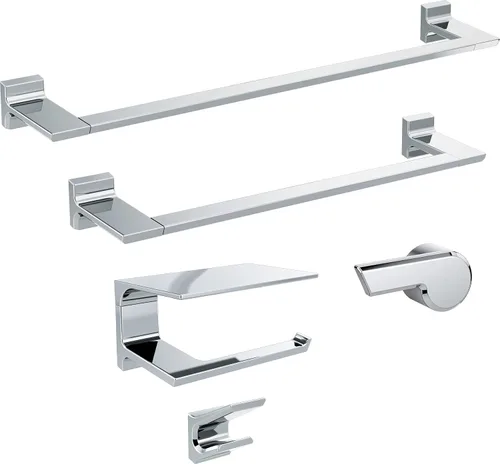 Miniatura 3 de DELTA Soporte de papel higiénico pivotal con estante, cromo pulido, accesorios de baño, 79956 6.93 x 3.94 x 3.5 pulgadas