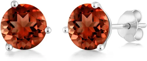 Miniatura 79 de Gem Stone King Aretes de oro de 14 quilates, 0.236 in, piedra natal redonda, Martini, 3 puntas, aretes de oro para mujer