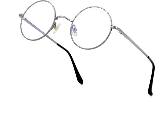 Miniatura 7 de EYLRIM Gafas redondas con bloqueo de luz azul para mujeres y hombres, lentes transparentes con marco de metal, sin receta