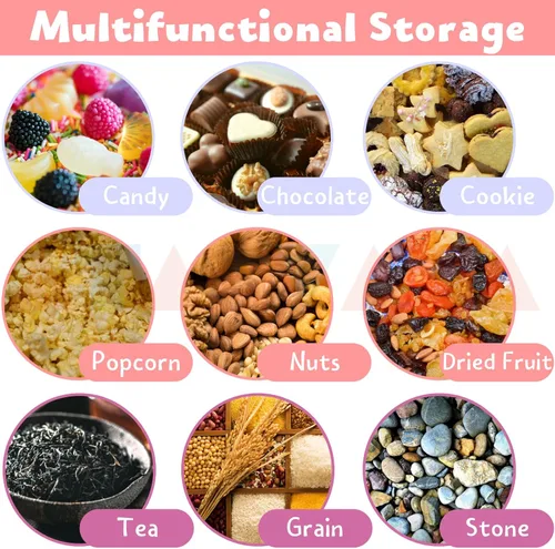 Miniatura 6 de Atarvana Juego de 4 tarros de plástico para caramelos de 72 onzas, recipientes hexagonales para dulces con tapas herméticas para bufé de dulces