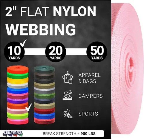 Miniatura 65 de Strapworks - Correa de nailon resistente de 2 pulgadas para cinturón, mochila, correa, collar, correa de perro, sujeción y más, 9, 18 o 45.7 metros