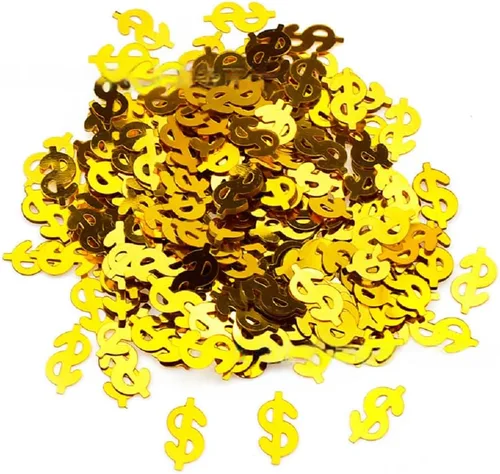 300 piezas de letrero de dólar de confeti de casino de Las Vegas, decoración de mesa de fiesta de papel metálico de confeti o bricolaje para boda,