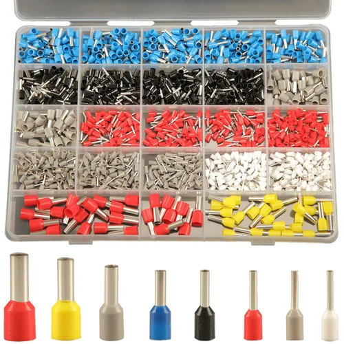 Miniatura 8 de Juego de terminales con casquillos de alambre de 900 piezas - 8 tipos de conectores AWG 22-7, surtido de terminales de punta, conector de engaste