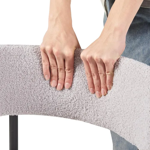Miniatura 6 de Panana Sillas de comedor modernas, sillas de comedor redondas tapizadas de mediados de siglo con patas de metal negro (4, gris)