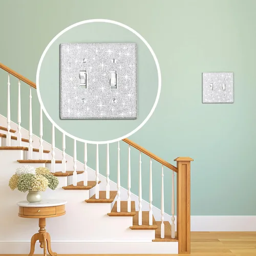 Miniatura 4 de 2 piezas de diamantes de imitación brillantes para placa de pared, cubierta de interruptor de luz brillante, cubierta de placa de pared de diamante