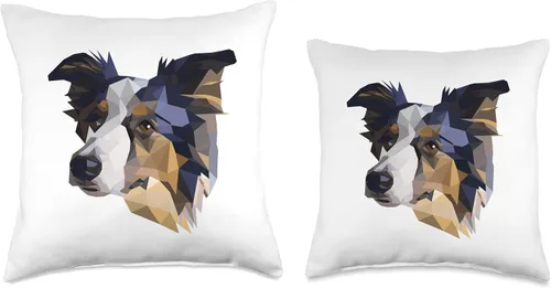Miniatura 3 de Cool Geometric Art Border Collie Dog Lovers Throw Pillow
