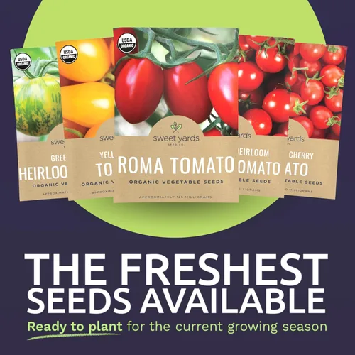 Miniatura 3 de Paquete variado de semillas de tomate cherry orgánico, 5 paquetes individuales, temporada 2026, cebra verde, cereza dulce, chadwick, pera amarilla