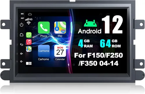 Estéreo de coche 4+64G Android 12 para Ford 2004-2014 F150/F250/F350, 7 pulgadas IPS pantalla táctil radio de coche con Carplay inalámbrico/Android