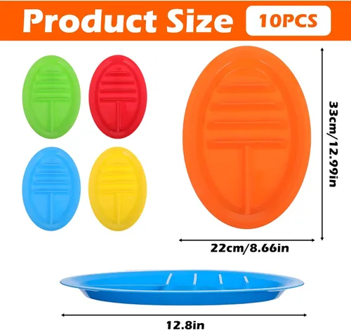 Miniatura 2 de 10 platos de plástico para tacos para fiestas, platos de tacos de plástico con divisores, soporte grande para tacos con 2 áreas de inmersión