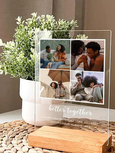 MIRROR MANIA Nombres y palabras personalizados, collage de fotos, base de madera, soporte de escritorio, decoración del hogar, regalo para ella,