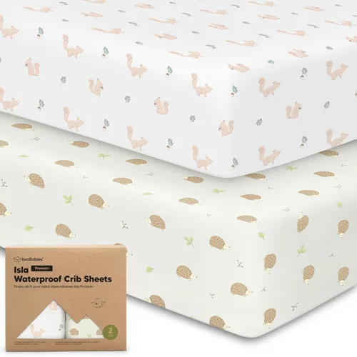 Miniatura 22 de Paquete de 2 sábanas impermeables para cuna de bebé para niños y niñas - 52x28 sábanas para cama de niño pequeño de viscosa derivada de bambú