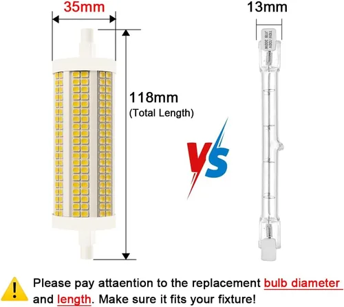 Miniatura 3 de Bombilla LED R7S de 118 mm 30 W, equivalente a 300 W de halógeno T3, 3200 lúmenes, foco lineal de doble extremo regulable tipo J, 120 V, 3000 K