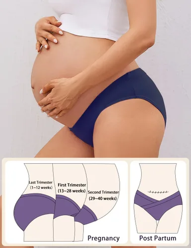 Miniatura 4 de Molasus Ropa interior de maternidad cruzada de algodón debajo de la protuberancia de embarazo Bikinis Bragas
