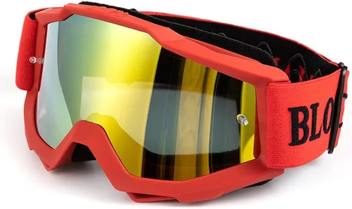 Miniatura 20 de Gafas de motocicleta vintage - Steampunk y gafas de esquí para Dirk Bike y Touring Riding #1 Marco rojo+lentes plateados-378