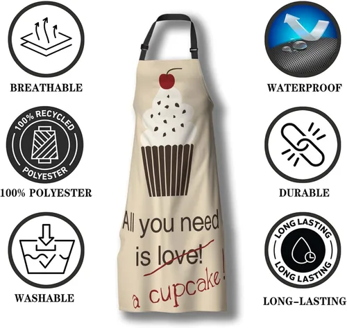 Miniatura 7 de Delantal de hornear para hombres, All You Need Is a Cupcake Craft Delantales para mujeres para cocina, cocina, restaurante, barbacoa, pintura
