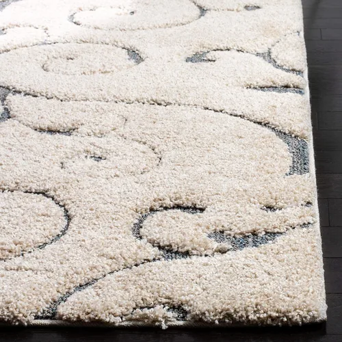 Miniatura 4 de SAFAVIEH Florida Shag Collection - Alfombra de área de 5 pies 3 pulgadas x 7 pies 6 pulgadas, beige y gris azulado, diseño de volutas, no desprende