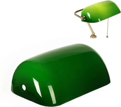 Miniatura 10 de FIRVRE Pantallas de lámpara para lámparas de mesa, pantalla de lámpara de cristal de banquero de repuesto, cubierta de lámpara de escritorio de Ámbar