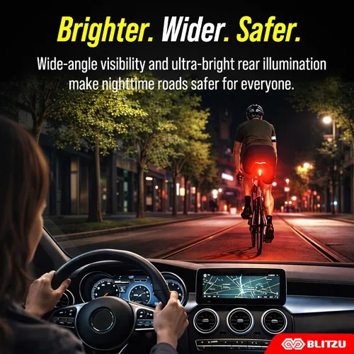 Miniatura 5 de BLITZU Paquete de 2 luces traseras de bicicleta recargables USB-C, accesorios brillantes para bicicleta trasera de ciclismo, accesorios