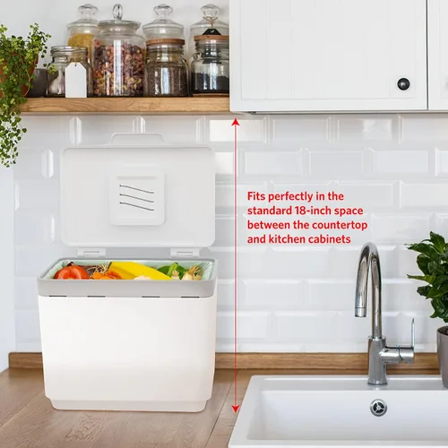 Miniatura 7 de GLAD Contenedor de abono para cocina, 1.5 galones, recipiente de plástico con cesta interior extraíble, soporte de almacenamiento de bolsas