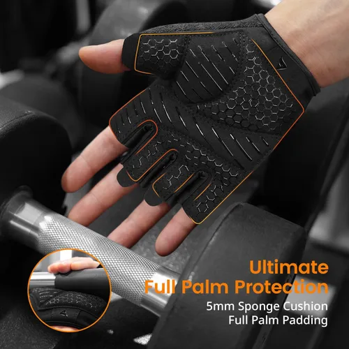 Miniatura 2 de ATERCEL Guantes de levantamiento de pesas, protección completa de la palma de la mano, guantes de entrenamiento para gimnasio, ciclismo, ejercicio