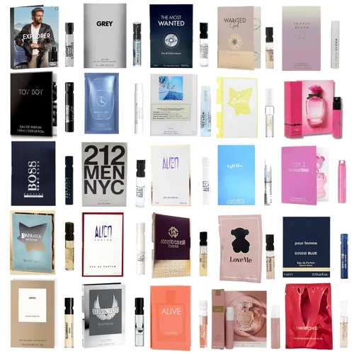 Infinite Scents Muestras de perfume y colonia - 12 fragancias de diseñador (6 para hombres, 6 para mujeres) Set de descubrimiento para él y para ella