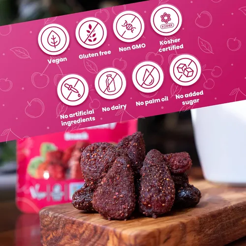 Miniatura 7 de Nutruit Snack de fresa seca (paquete de 20), vegano, sin gluten, sin OMG, a base de plantas, alta fibra, paquetes de 1.1 onzas